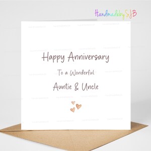 Cartão de aniversário de tia e tio, Feliz aniversário para uma tia e tio maravilhosa, Cartão de aniversário de casamento de tia e tio, 15 cm x 15 cm, em branco por dentro