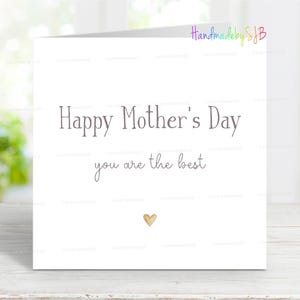 Happy Mothers Day Card, You Are The Best, liefdevolle sentimentele kaart, beste moeder, beste dochter, oma, bedankt, 6 x 6 inch, blanco binnenkant