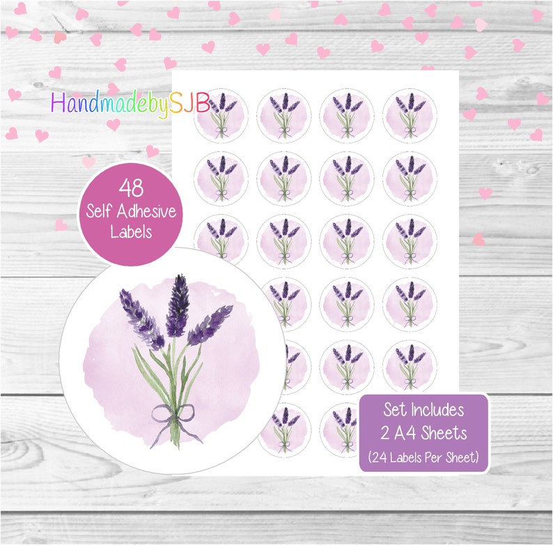 Lavender Stickers 48 Round Labels 2 A4 Sheets 24 Per | Etsy