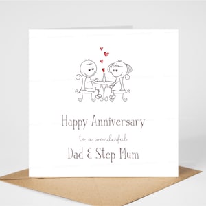 Carte d'anniversaire pour papa et belle-mère, joyeux anniversaire à un papa et une belle-mère merveilleux, jolie carte d'anniversaire de mariage pour les parents, 6 x 6 po