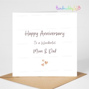 Jubiläumskarte für Mama und Papa, alles Gute zum Jubiläum für eine wunderbare Mama und Papa, einfache Jahrestagskarte für die Hochzeit der Eltern, 15 x 15 cm, innen leer