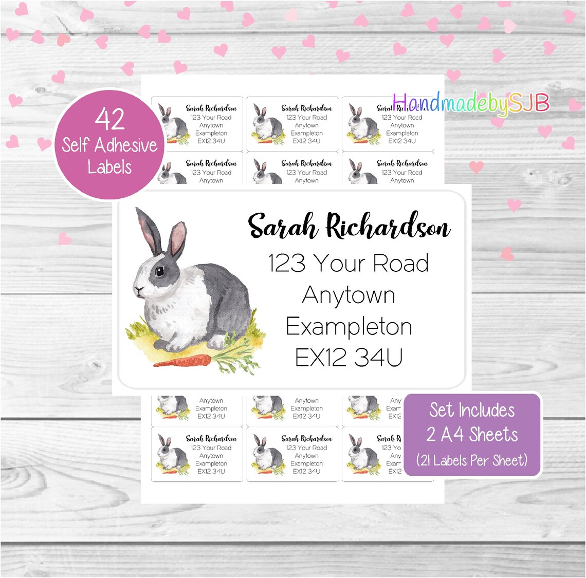 Rabbit Personalised Address Labels 42 Custom Return Stickers Etsy