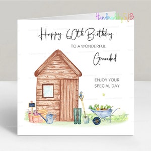 Carte d'anniversaire personnalisée pour abri de jardin, tout âge/relation, pour papa/grand-père/grand-père/frère/oncle/mari/ami, 6 x 6 po.