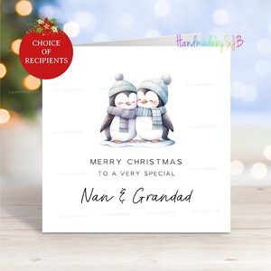 Jede Großeltern-Weihnachtskarte, frohe Weihnachten für eine ganz besondere Nan/Nana/Nanny/Oma/Grandad, Pinguin-Paar-Karte, 6 "x6", innen leer