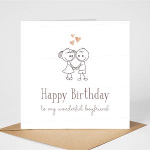 Cartão de aniversário para namorado, Feliz aniversário para meu namorado maravilhoso, Cartão de aniversário divertido para namorado, Cartão sentimental para namorado, 15 cm x 15 cm