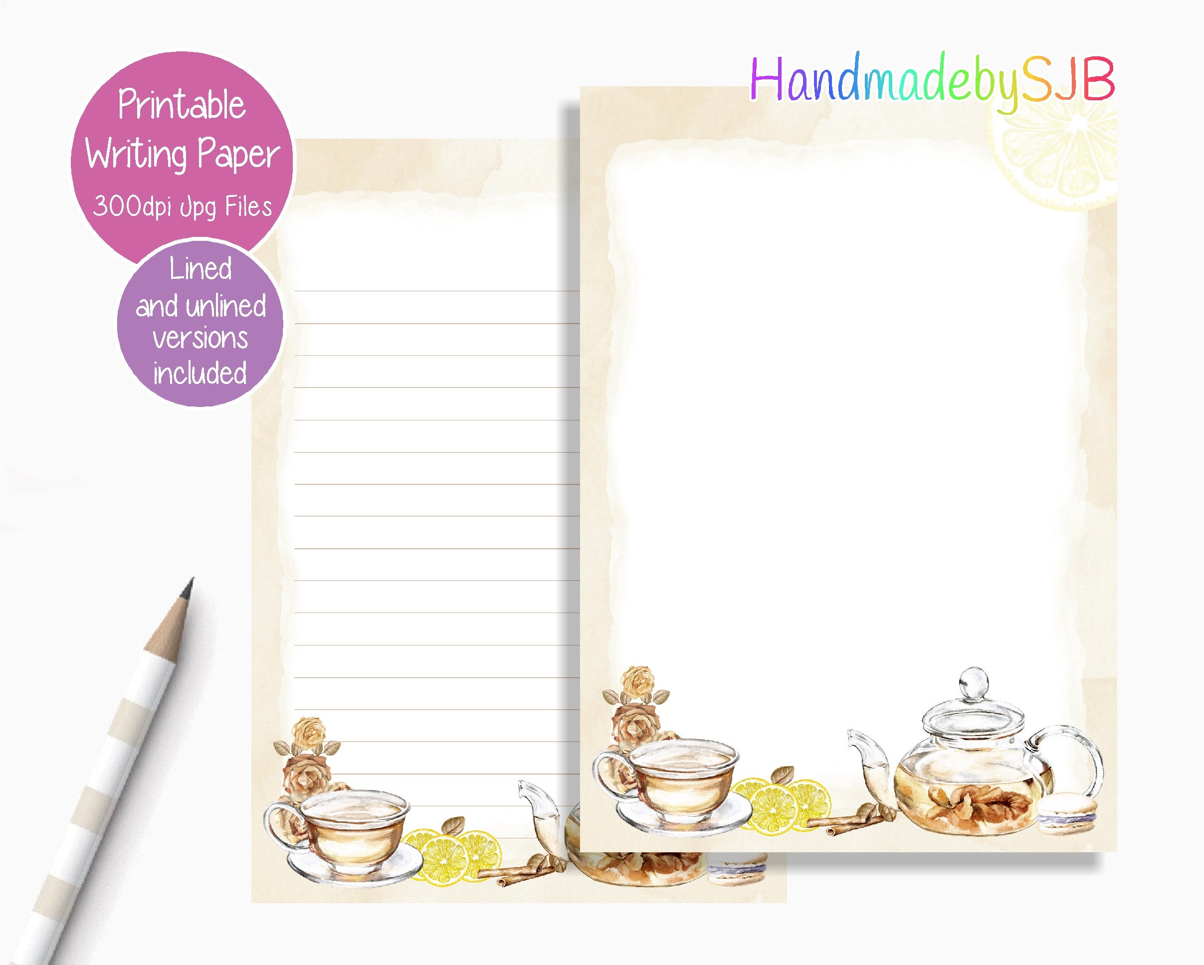 Tea Printable Writing Paper/Digital Download A5 Note | Etsy