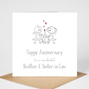 Carte d'anniversaire de beau-frère et belle-sœur, joyeux anniversaire à un merveilleux frère et belle-soeur, jolie carte d'anniversaire de mariage, 6 x 6 po