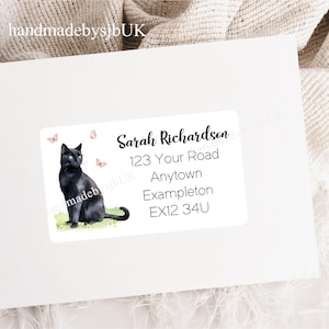 Bombay/Black Cat Personalised Address Labels, 42 Custom Return Labels (2 A4 Sheets), Each Sticker is 2.5 x 1.5 Inches, Matte Finish