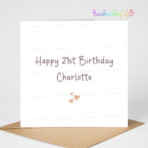 Carte de joyeux 21e anniversaire personnalisée, carte de 21e anniversaire pour elle, carte de 21e anniversaire pour lui, carte d'anniversaire simple, 6 x 6 po, blanc à l'intérieur