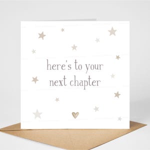"Nächstes Kapitel Karte ""Hier ist für Ihr nächstes Kapitel"", Viel Glück Karte, Glückwünsche, Neuer Job, Neues Zuhause, Verlobung, Hochzeit, 6 "x6", innen leer."