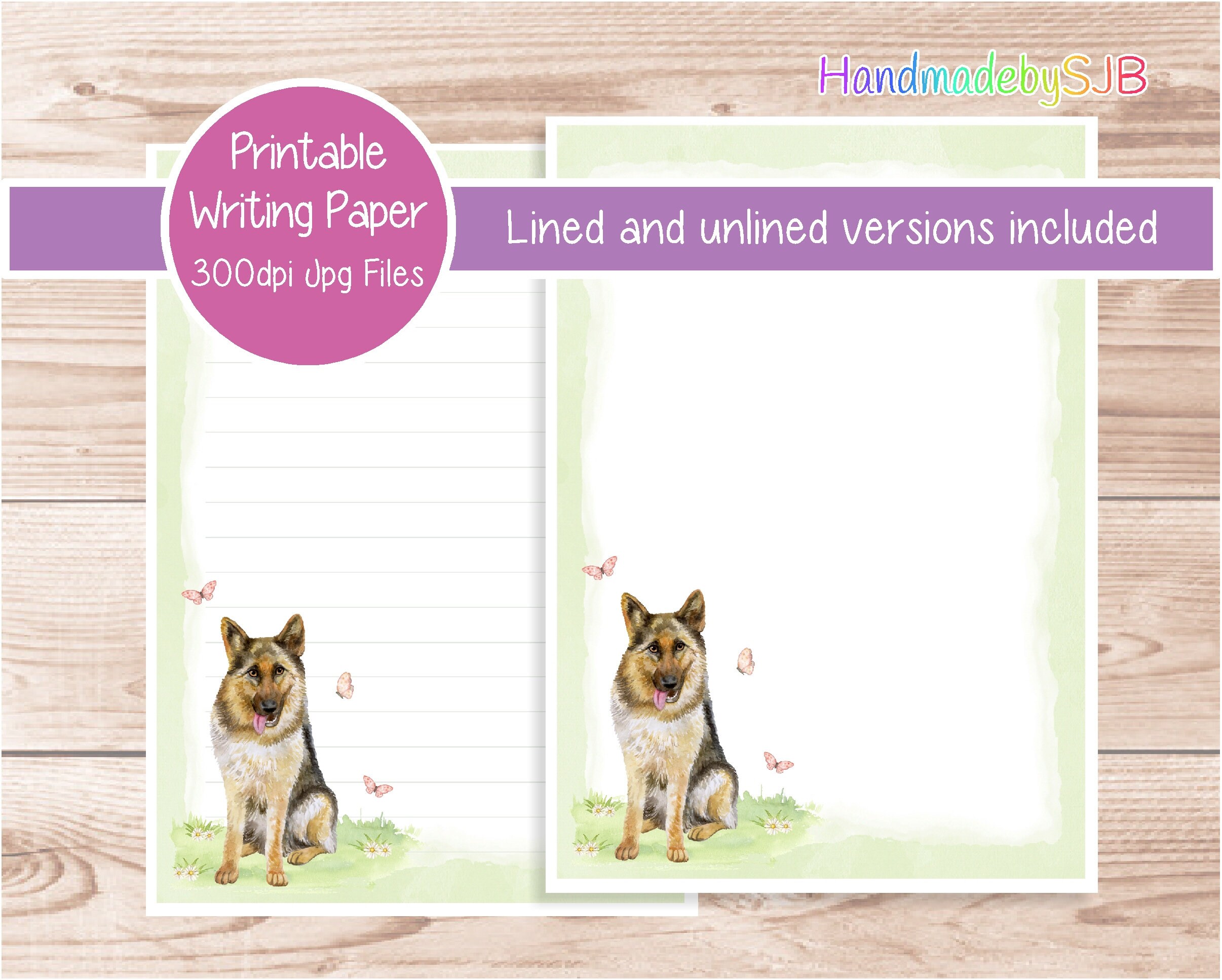 German Shepherd Dog Printable Writing Paper/Digital Download Etsy
