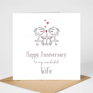 Tarjeta de aniversario para esposas del mismo sexo, tarjeta de aniversario de bodas para mi maravillosa esposa, linda tarjeta de feliz aniversario para mujeres lesbianas gays, 15 x 15 cm