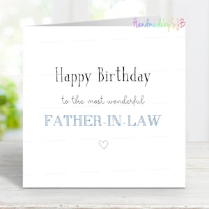 Carte d'anniversaire de beau-père, carte de joyeux anniversaire au plus merveilleux beau-père, carte de voeux sentimentale, 6 x 6 po, blanc à l'intérieur