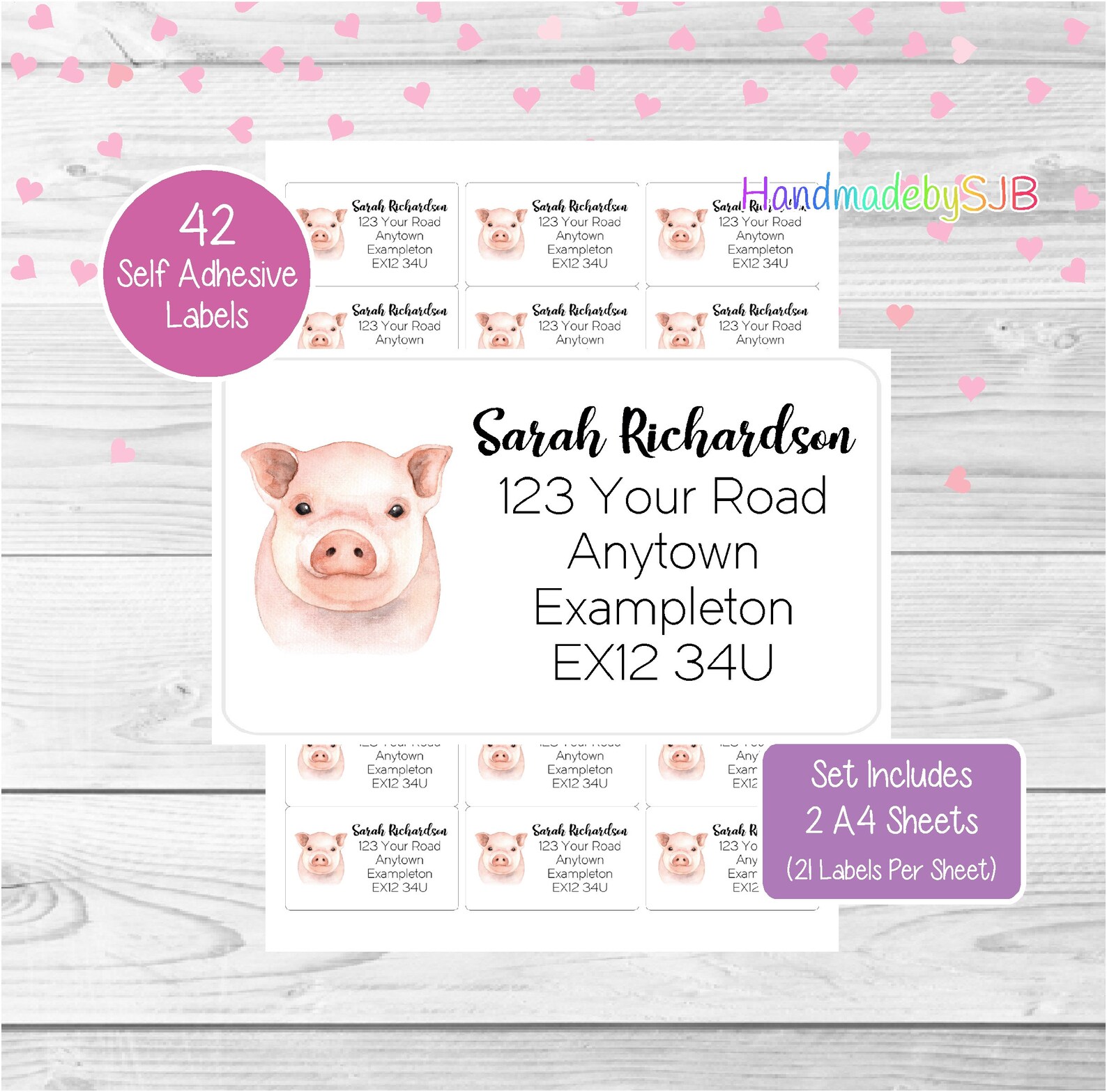 Pig Personalised Address Labels 42 Custom Return Stickers | Etsy