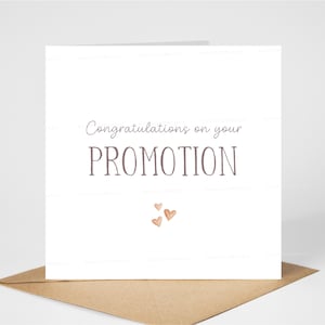Gefeliciteerd met je promotiekaart, nieuwe baankaart, prestatiekaart, kaart 'Goed gedaan', 'Leaving'-kaart, afscheidskaart, 6 x 6 inch, blanco binnenkant
