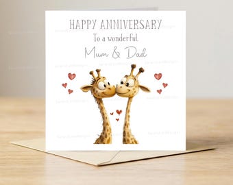 Tarjeta de aniversario de boda para mamá y papá, divertida tarjeta de feliz aniversario para padres, 15 x 15 cm, interior en blanco