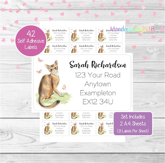 Abyssinian 42 Custom Return Stickers Guinea Pig Personalised Address Labels
