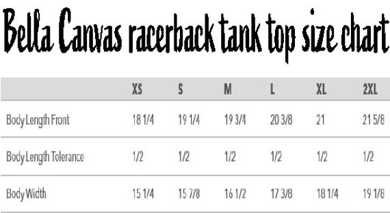 Bella Flowy Racerback Tank Size Chart