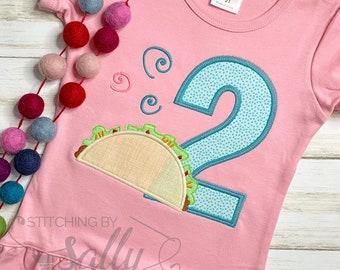 Taco Twosday Appliqué Birthday Shirt, Girls Birthday Shirt, Taco Appliqué, Birthday Appliqué