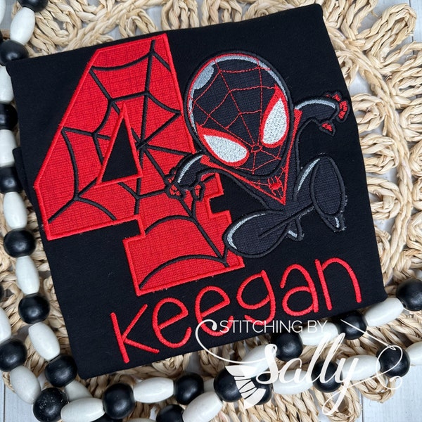 Spider Birthday, Spider Appliqué, Personalized Birthday Shirt, Themed Birthday Party