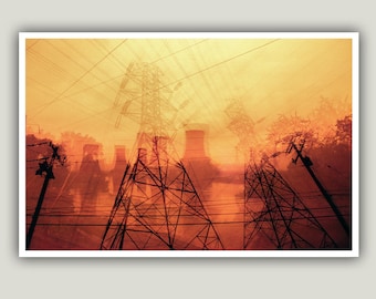 Three Mile Island Nuclear Power Plant in Pennsylvania - Abstract, Surreal Wall Art Unframed Print 8x12, 12x18, 16x24 Photo