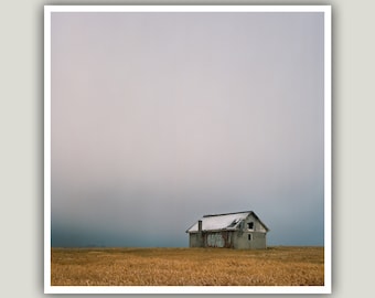 Pennsylvania Farmland 8x8 Print – Minimalist Rural Shack Photograph