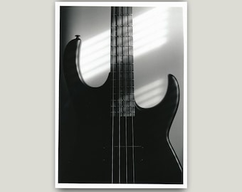 Bass Guitar Black and White Darkroom Print - Handmade Photo Art 8x10