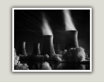 Three Mile Island Print – Black and White Infrared Landscape Art 8x10 Photo