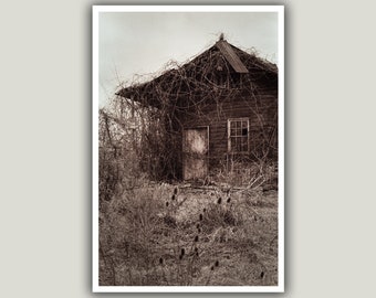 Rustic Shed in Pennsylvania - Sepia Vintage Style Unframed Wall Art 8x12 Photo Print