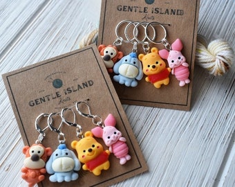 Stitch markers: forest buddies set of four