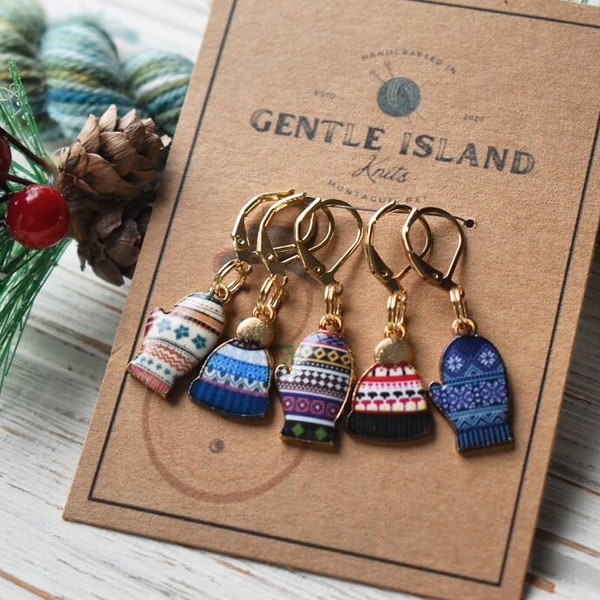 Stitch Markers - hats and mittens, set of five