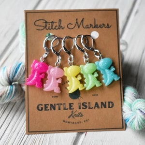 Stitch Markers - glitter Dinosaur Gummys set of five