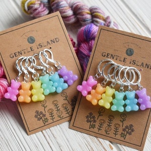 Stitch Markers - rainbow gummy bears set of six