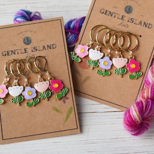 Stitch Markers: Spring floral set of five