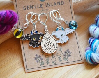 Stitch markers - Dragons set of five.
