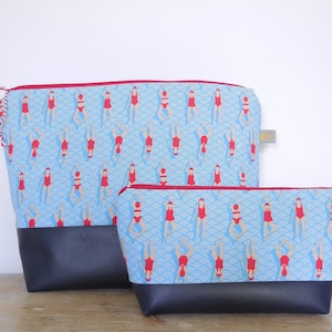 Schwimmer Kulturbeutel Set, Kulturbeutel XL Damen, Geschenk für Schwimmer, Kulturbeutel Damen groß, Kulturtasche Damen