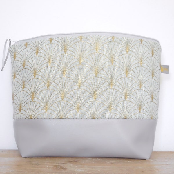 Large vegan Toiletry Bag, Toilet Bag for her, Large Wash Bag,  gold