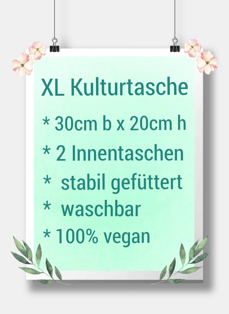 XL Kulturbeutel mit Innentaschen, Kulturtasche groß, Kulturbeutel groß, Kulturbeutel Damen, grau vegan, Waschtasche vegan Bild 8