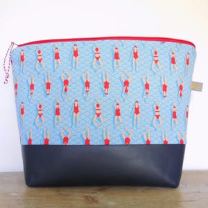 XXL Kulturbeutel mit 4 Fächern, Kulturtasche Damen groß, Kulturbeutel groß, Kulturbeutel Damen, Geschenk für Schwimmer, große Kulturtasche