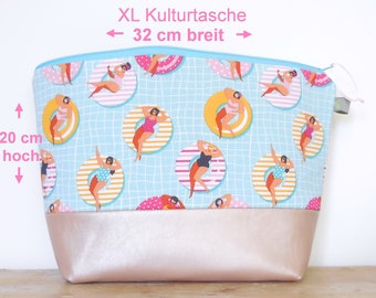 XL großer Damen Kulturbeutel, mit Fächern,  Kulturtasche groß, Kosmetiktasche  groß, Waschtasche, Fächer