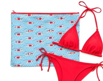 Bikini bag, waterproof bag, wet bag, swimsuit bag, gift for swimmers
