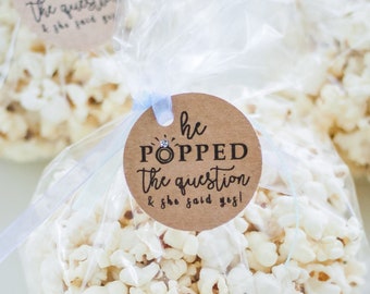 Popcorn Bag Tags - "He Popped the Question"