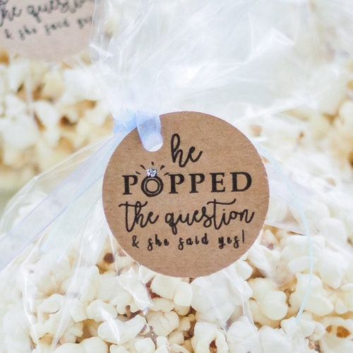 He Popped the Question Popcorn Bag Engagement Party Popcorn Etsy