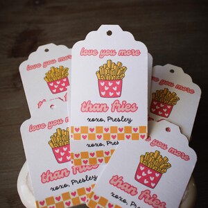 Fries Valentines Day Goody Bag Tags • Love you more than fries • Fries before Guys Valentine Tags • Valentine Gift Tags • Cookie tags