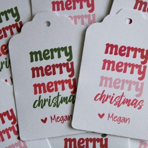 Retro Christmas Tags • Merry Christmas tags • Vintage Christmas Goody Bag Tag • Pink Christmas • Christmas gift tags • Favor tags