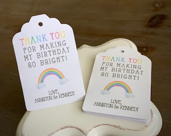 Rainbow Birthday Party Favor Tags • Thank you for making my birthday so bright!