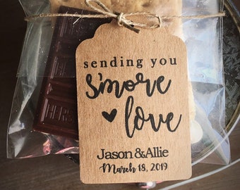 Sending you SMORE Love • Favor tags for weddings, bridal showers, baby showers | s’more themed party favor tags | Smore Love