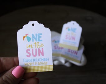 One in the Sun Birthday Tag, First Birthday Favor Tag, Summer Birthday Party Favor