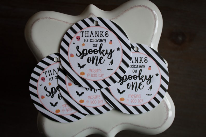 Spooky One Birthday Girl Party Favor Bag Tags • Halloween Birthday ...
