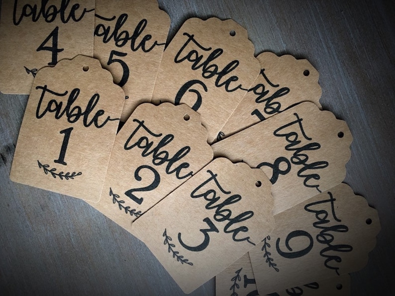 Table Numbers Tags • Table Tags for Weddings, Bridal Showers, Baby ...